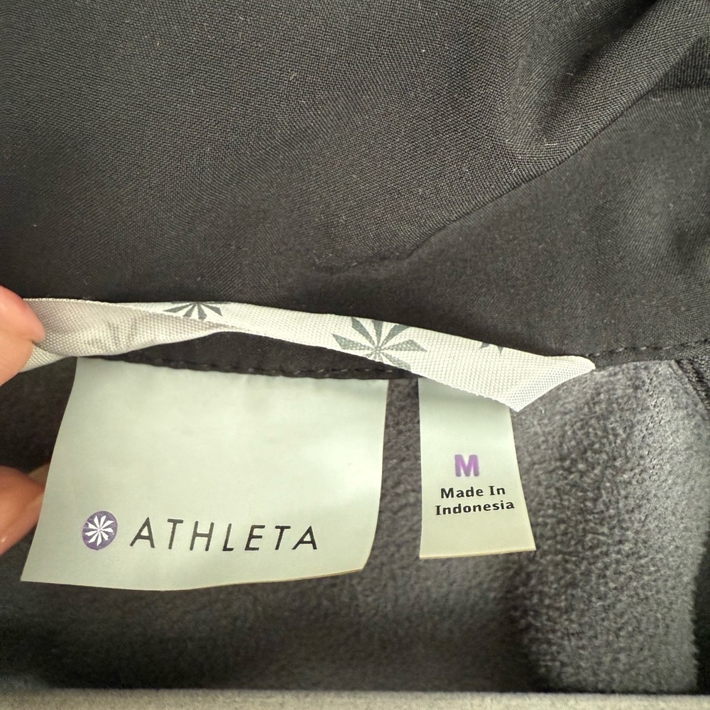 Athleta Jacket Womens medium Long Black Soft Shell Full Zip Bainbridge Trench - Picture 4 of 4
